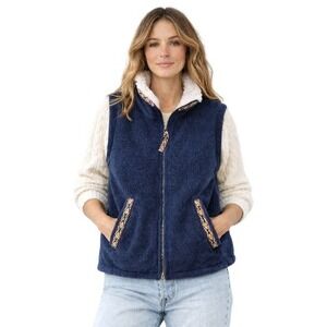 Patagonia Sur Sherpa Fleece Vest Andean Trim Alpine Navy Blue Sz S